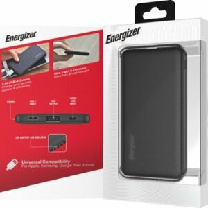 Energizer - MAX 5,000mAh Ultra-Slim, High Speed Universal Portable Charger for Apple, Android, Google, Samsung & USB Enabled Devices - Black