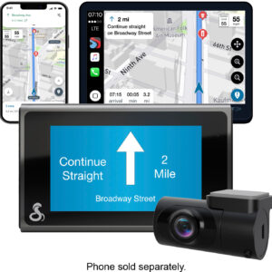 Cobra - SC 400D Dual-View Smart Dash Cam with Rear-View Accessory Camera - Black/Silver