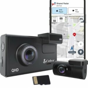 Cobra - SC 200D Dual-View Smart Dash Cam with Rear-View Accessory Camera - Black