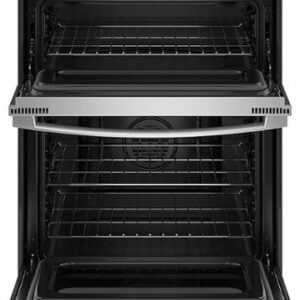 GE - 6.6 Cu. Ft. Slide-In Double Oven Electric True Convection Range with Self-Steam Cleaning and No-Preheat Air Fry - Stainless Steel