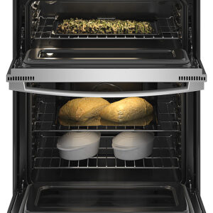 GE - 6.6 Cu. Ft. Slide-In Double Oven Electric True Convection Range with Self-Steam Cleaning and No-Preheat Air Fry - Stainless Steel