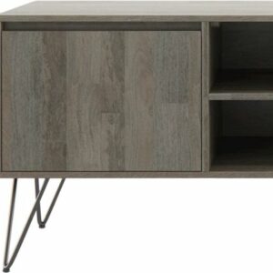 Simpli Home - Hunter SOLID MANGO WOOD 60 inch Wide Industrial TV Media Stand in Grey For TVs up to 65 inches - Gray