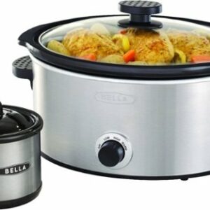 Bella - 5-qt. Slow Cooker with Dipper - Stainless Steel