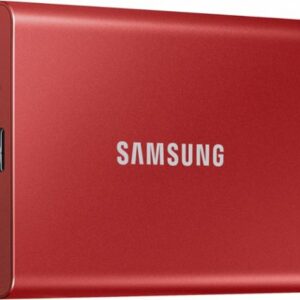 Samsung - Geek Squad Certified Refurbished T7 1TB External USB 3.2 Gen 2 Portable SSD with Hardware Encryption - Metallic Red