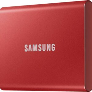 Samsung - Geek Squad Certified Refurbished T7 1TB External USB 3.2 Gen 2 Portable SSD with Hardware Encryption - Metallic Red