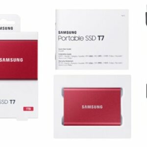 Samsung - Geek Squad Certified Refurbished T7 1TB External USB 3.2 Gen 2 Portable SSD with Hardware Encryption - Metallic Red