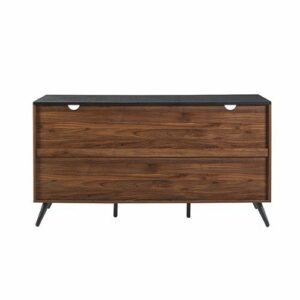 Walker Edison - Mid Century Modern Sliding Slat Door TV Stand for Most Flat-Panel TV's up to 65" - Ebony/Dark Walnut