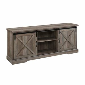 Walker Edison - 70" Sliding Barn Door TV Console - Gray