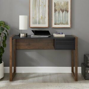 Walker Edison - Modern Fluted Storage Drawer Wood Computer Desk - Black