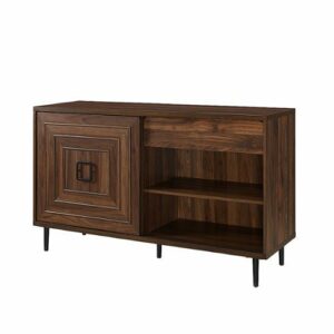 Walker Edison - Modern 2 Drawer Sliding Door TV Stand for Most Flat-Panel TV's up to 60" - Dark Walnut