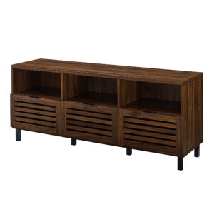 Walker Edison - Modern Slat Door TV Stand for Most Flat-Panel TV's up to 65" - Dark Walnut