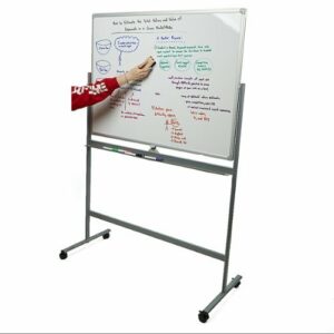 Mind Reader - Portable Magnetic Dry Erase Double Sided Easel board with 360 Degree Flip - White