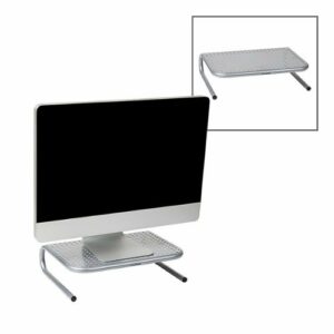 Mind Reader - Metal Monitor Stand Monitor Riser 2 pk - Silver