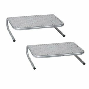 Mind Reader - Metal Monitor Stand Monitor Riser 2 pk - Silver