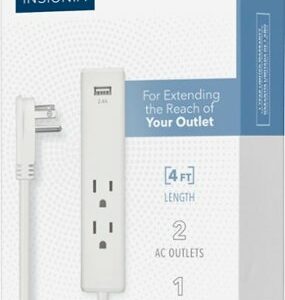 Insignia™ - 2-Outlet/1-USB Power Strip - White