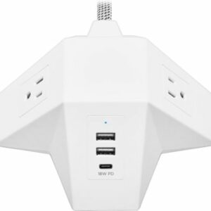 Insignia™ - 2-Outlet/3-USB Desktop Power Strip - White