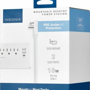 Insignia™ - 3 Outlet/3 USB Desktop Power Tap 900 Joules Surge Protector - White