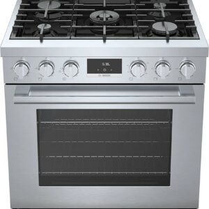 Bosch - 800 Series 3.9 cu. ft. Freestanding Dual Fuel Convection Range with 5 Dual Flame Ring Burners - Stainless Steel