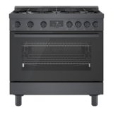 Bosch - 800 Series 3.7 cu. ft. Freestanding Dual Fuel Convection Range with 6 Dual Flame Ring Burners - Black Stainless Steel