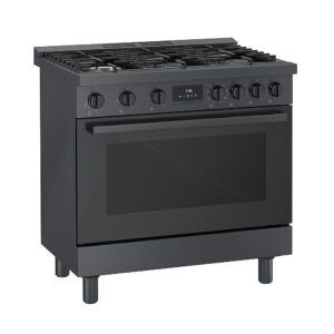 Bosch - 800 Series 3.7 cu. ft. Freestanding Dual Fuel Convection Range with 6 Dual Flame Ring Burners - Black Stainless Steel