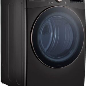 LG - 7.4 Cu. Ft. Stackable Smart Gas Dryer with Steam and Built-In Intelligence - Black Steel