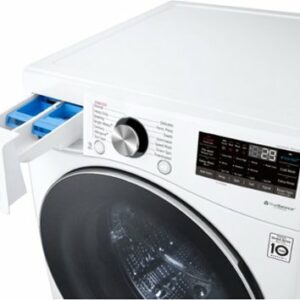 LG - 5.0 Cu. Ft. High-Efficiency Stackable Smart Front Load Washer with Steam and Built-In Intelligence - White