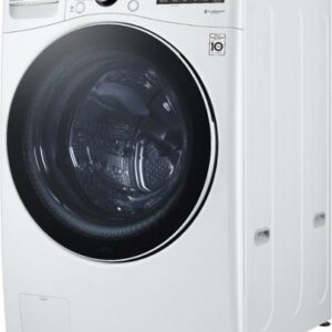 LG - 5.0 Cu. Ft. High-Efficiency Stackable Smart Front Load Washer with Steam and Built-In Intelligence - White