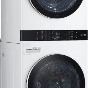 LG - 4.5 Cu. Ft. HE Smart Front Load Washer and 7.4 Cu. Ft. Electric Dryer WashTower with Steam and Built-In Intelligence - White