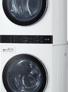 LG - 4.5 Cu. Ft. HE Smart Front Load Washer and 7.4 Cu. Ft. Electric Dryer WashTower with Steam and Built-In Intelligence - White