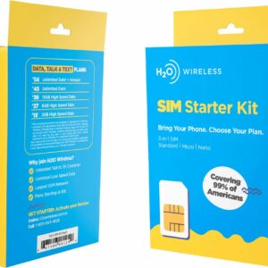 H2O Wireless - Smart SIM Starter Kit 3-in-1 SIM Card for Unlocked Phones