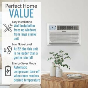 Keystone - 8,000 BTU 115V Through-the-Wall Air Conditioner with Follow Me LCD Remote Control - White