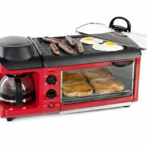 Nostalgia - BST3RR Retro 3-in-1 Family Size Breakfast Station - Retro Red