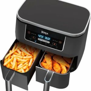 Ninja - Foodi 6-in-1 8-qt. 2-Basket Air Fryer with DualZone Technology & Air Fry, Roast, Broil, Bake, Reheat & Dehydrate - Dark Gray