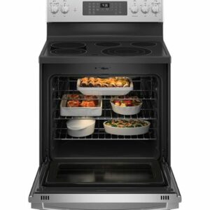 GE Profile - 5.3 Cu. Ft. Freestanding Smart Electric True Convection Range with Hot Air Fry - Stainless Steel Appearance