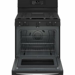 GE - 5.0 Cu. Ft. Freestanding Gas Convection Range with Self-Steam Cleaning and No-Preheat Air Fry - Black on Black