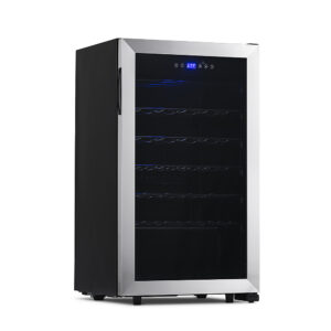 NewAir - Freestanding 33 Bottle Compressor Wine Fridge, Adjustable Racks , Exterior Digital Thermostat - Stainless Steel