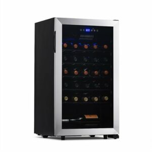 NewAir - Freestanding 33 Bottle Compressor Wine Fridge, Adjustable Racks , Exterior Digital Thermostat - Stainless Steel