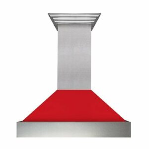 ZLINE - 48" DuraSnow® Stainless Steel Range Hood with Red Matte Shell (8654RM-48) - Silver