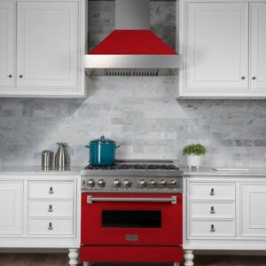 ZLINE - 48" DuraSnow® Stainless Steel Range Hood with Red Matte Shell (8654RM-48) - Silver