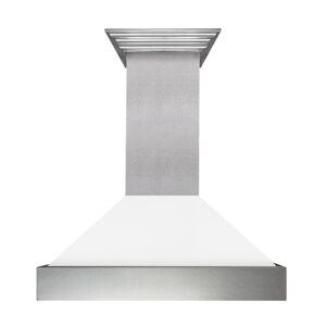 ZLINE - 36" DuraSnow® Stainless Steel Range Hood with White Matte Shell (8654WM-36) - Silver