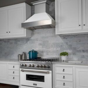 ZLINE - 36" DuraSnow® Stainless Steel Range Hood with White Matte Shell (8654WM-36) - Silver