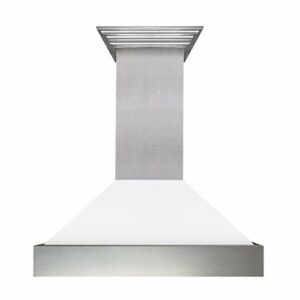 ZLINE - 30" DuraSnow® Stainless Steel Range Hood with White Matte Shell (8654WM-30) - Silver