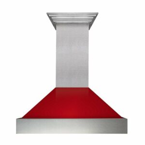 ZLINE - 36" DuraSnow® Stainless Steel Range Hood with Red Gloss Shell (8654RG-36) - Silver