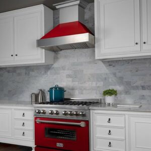 ZLINE - 48" DuraSnow® Stainless Steel Range Hood with Red Gloss Shell (8654RG-48) - Silver