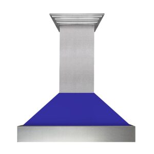 ZLINE - 48" DuraSnow® Stainless Steel Range Hood with Blue Matte Shell (8654BM-48) - Silver