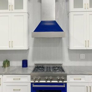 ZLINE - 36" DuraSnow® Stainless Steel Range Hood with Blue Gloss Shell (8654BG-36) - Silver