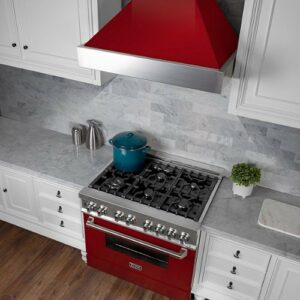 ZLINE - 30" DuraSnow® Stainless Steel Range Hood with Red Gloss Shell (8654RG-30) - Silver