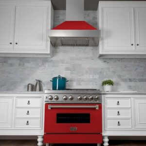 ZLINE - 30" DuraSnow® Stainless Steel Range Hood with Red Matte Shell (8654RM-30) - Silver