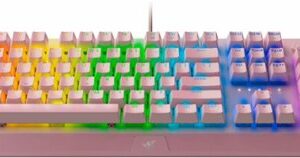 Razer - Blackwidow V3 Full Size Wired Mechanical Green Clicky Tactile Switch Gaming Keyboard with Chroma RGB Backlighting - Quartz