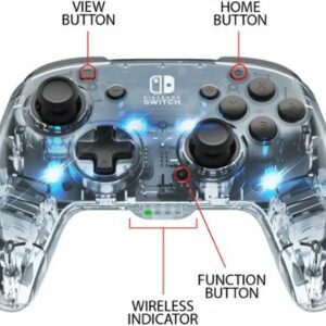 PDP - Afterglow LED Wireless Deluxe Gaming Controller: Multicolor - Nintendo Switch - Transparent